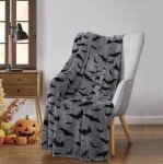 Black Bat Halloween Throw Blanket - 70" x 50
