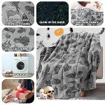 Glow in the Dark Black Cats and Bats Halloween Fleece Throw Blanket, 50 x 60