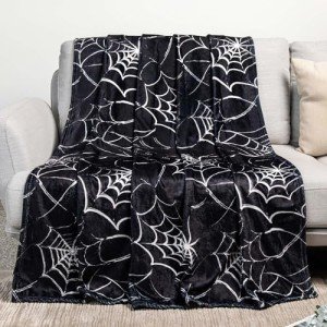 Gothic Black Spider Web Blanket for Halloween