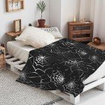 Gothic Black Spider Web Blanket for Halloween