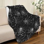Gothic Black Spider Web Blanket for Halloween