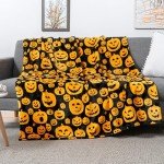 Cozy Pumpkin or Bat Halloween Fleece Throw Blanket