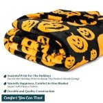 Cozy Pumpkin or Bat Halloween Fleece Throw Blanket