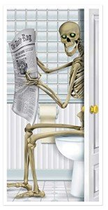 Skeleton Restroom Door Cover for Halloween Party