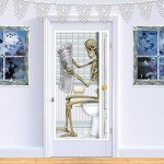 Skeleton Restroom Door Cover for Halloween Party
