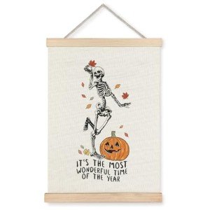 Funny Skeleton Pumpkin Wall Art for Halloween