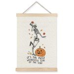 Funny Skeleton Pumpkin Wall Art for Halloween