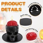 Gothic Bleeding Skull Candle Holder with Brain for Halloween Decor 