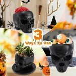 Gothic Bleeding Skull Candle Holder with Brain for Halloween Decor 