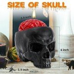 Gothic Bleeding Skull Candle Holder with Brain for Halloween Decor 