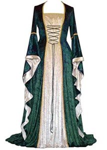 Women's Medieval Lace-Up Halloween Dress - Green