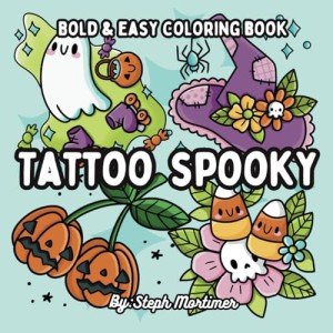 Spooky Tattoo Coloring Book for Stress Relief