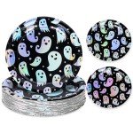 50 Iridescent Halloween Ghost Paper Plates 9 Inch