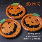 Pumpkin Cutout Halloween Paper Plates - 50 Count