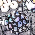 50 Iridescent Halloween Ghost Paper Plates 9 Inch