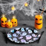50 Iridescent Halloween Ghost Paper Plates 9 Inch