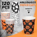120 Pcs Halloween Pumpkin & Ghost Party Cups
