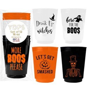 Spooky Halloween Cocktail Cups - 12 Pack, 16 oz