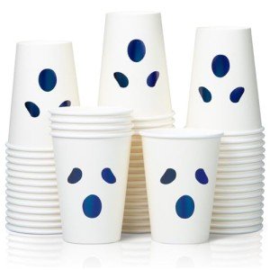 Metallic Foil Ghost Face Halloween Paper Party Cups - 50 Pack