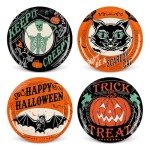 Vintage Halloween Paper Plates - Black & Orange, 40 Pcs