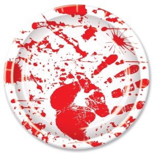 Bloody Handprints 9-Inch Halloween Plates