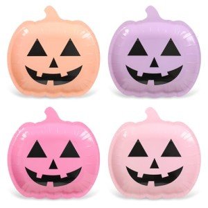 Pastel Halloween Jack-o-Lantern Paper Plates - 40 Pcs