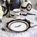 Lacy Bat Gold Foil Halloween Dessert Plates - 8 Pack