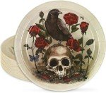 24-Pc Halloween Skull & Rose Paper Plates Set