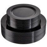 100PCS Heavy Duty Black Plates for Halloween Parties