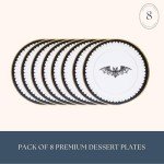 Lacy Bat Gold Foil Halloween Dessert Plates - 8 Pack