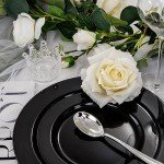 100PCS Heavy Duty Black Plates for Halloween Parties