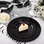 100PCS Heavy Duty Black Plates for Halloween Parties