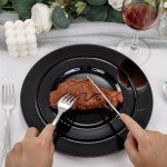 100PCS Heavy Duty Black Plates for Halloween Parties
