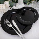 100PCS Heavy Duty Black Plates for Halloween Parties