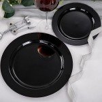 100PCS Heavy Duty Black Plates for Halloween Parties