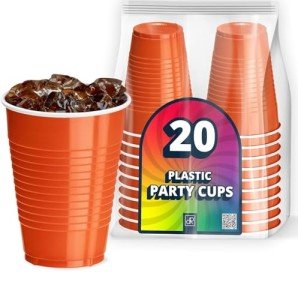 20 Orange Disposable Party Cups for Halloween Fun