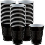 Halloween Black Plastic Cups - 50 Count, 18 oz