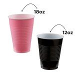 Halloween Black Plastic Cups - 50 Count, 18 oz
