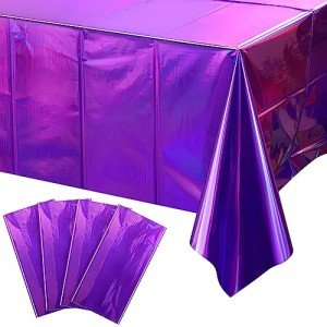 4 Pack Iridescent Purple Tablecloths for Parties
