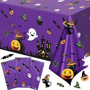 Halloween Tablecloths with Cute Castle, Ghosts, Cats and Pumpkin Designs