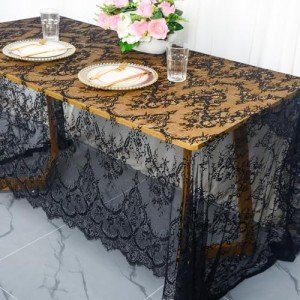 Black Lace Tablecloths 2-Pack for Halloween Decor