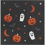 50 Pack Cute Black Halloween Napkins 5x5 In