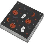 50 Pack Cute Black Halloween Napkins 5x5 In