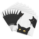 50 Pack Black Cat Halloween Napkins for Parties