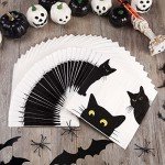 50 Pack Black Cat Halloween Napkins for Parties