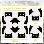 50 Pack Black Cat Halloween Napkins for Parties
