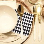 50 Pack Black and White Plaid Harlequin Halloween Napkins