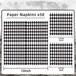 50 Pack Black and White Plaid Harlequin Halloween Napkins