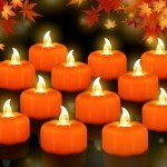 LED Pumpkin Tea Lights - 12 Pack for Halloween