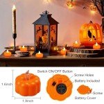 LED Pumpkin Tea Lights - 12 Pack for Halloween